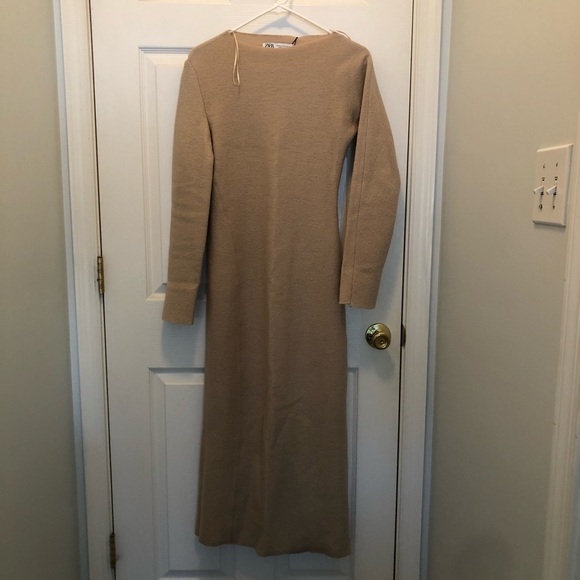 ZARA BOUCLÉ WOOL DRESS Ivory - Picture 15 of 16